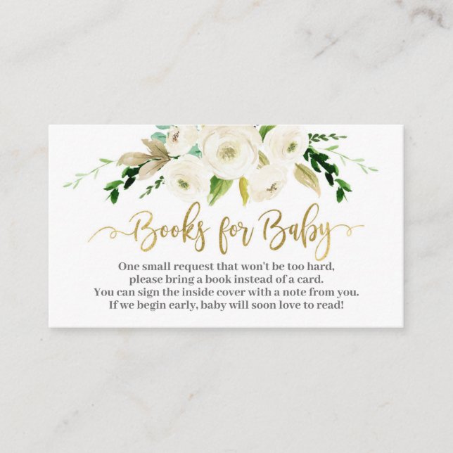 White floral bring a book enclosure card (Front)