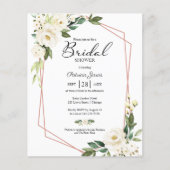 White Floral Budget Bridal Shower Invitation (Front)