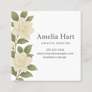 White Floral Business Card
