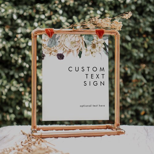 White Floral Cards and Gifts Custom Sign
