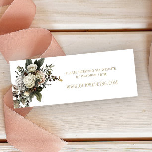 White floral chic wedding website enclosure card