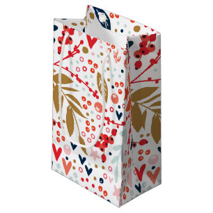 White Floral Christmas Gift Bag