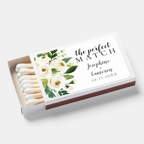 White Floral Classic Elegant Wedding Favor Matchboxes