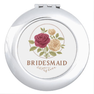 White Floral Compact Mirror - Bridesmaid