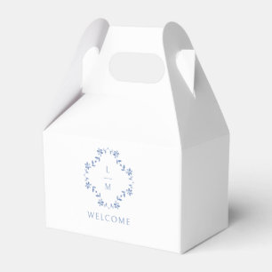 White Floral Couple Monogram Wedding Favor Boxes
