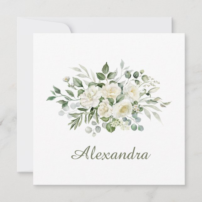 White Floral Custom Bridesmaid Favor Invitation (Front)