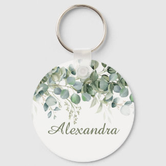 White Floral Custom Bridesmaid Favor  Keychain