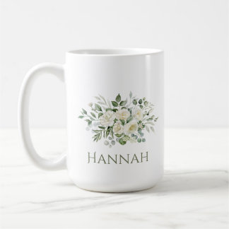 White Floral Custom Bridesmaid Favor Mug