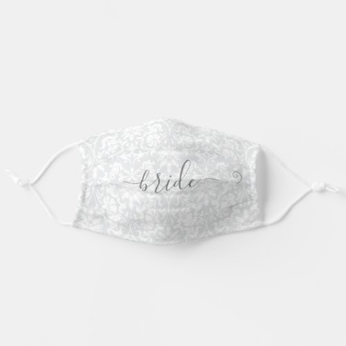 White Floral Damask for the Bridal Party Adult Cloth Face Mask