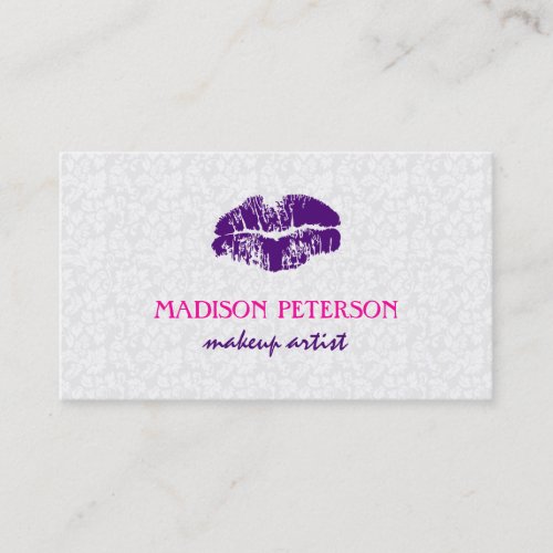 White Floral Damask Makeup Artist Design Business Business Card