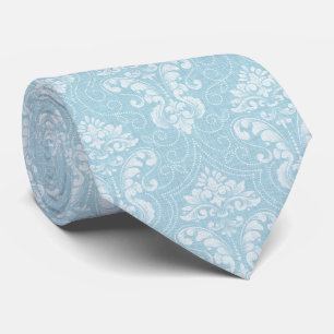 White Floral Damask Neck Tie