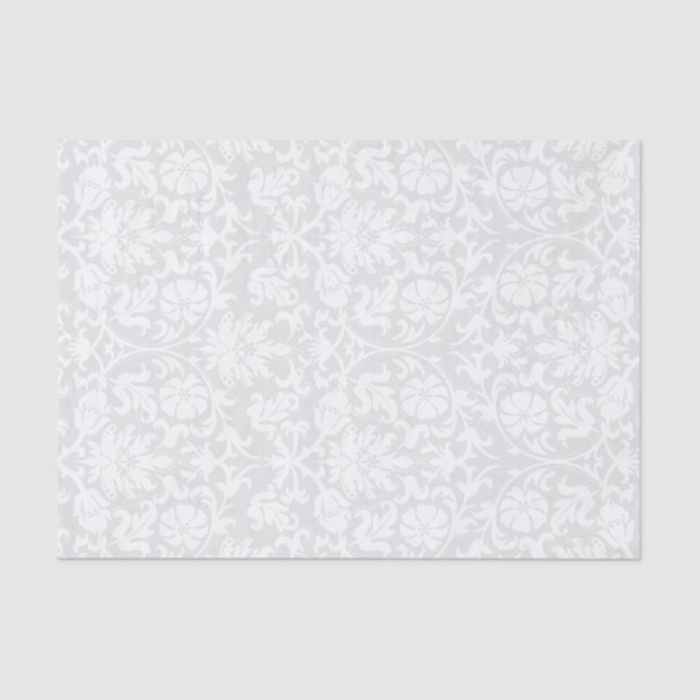 White Floral Damask Tissue Paper (Front)