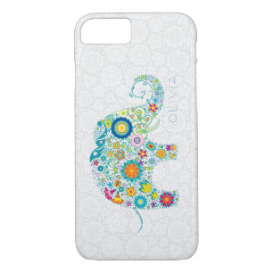 White Floral Damasks Colorful Floral Elephant iPhone 8/7 Case