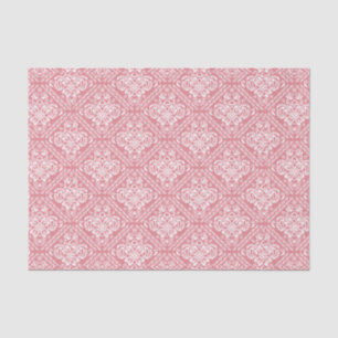 White Floral Damasks & Pink Background Tissue Paper