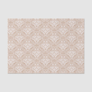 White Floral Damasks & Tan Background Tissue Paper