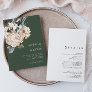 White Floral | Dark Green All In One Wedding Invitation