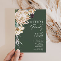 White Floral | Dark Green Bridal Tea Party