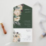 White Floral | Dark Green Photo Seal And Send All In One Invitation