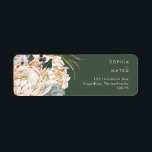 White Floral | Dark Green Return Address Label<br><div class="desc">We designed this White Floral | Dark Green return address label to complete your rustic dark tropical wedding. With its bohemian watercolor greenery to its modern boho winter flowers, including protea, dahlia, and dried lotus, the design is sure to set off your moody, minimalist green and white theme. Change the...</div>