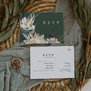 White Floral   Dark Green Song Request RSVP Card