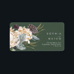 White Floral | Dark Green Wedding RSVP Address Label<br><div class="desc">We designed this White Floral | Dark Green Wedding RSVP address Label to complete your rustic dark tropical wedding. With its bohemian watercolor greenery to its modern boho winter flowers, including protea, dahlia, and dried lotus, the design is sure to set off your moody, minimalist green and white theme. Change...</div>