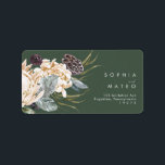 White Floral | Dark Green Wedding RSVP Address Label<br><div class="desc">We designed this White Floral | Dark Green Wedding RSVP address Label to complete your rustic dark tropical wedding. With its bohemian watercolor greenery to its modern boho winter flowers, including protea, dahlia, and dried lotus, the design is sure to set off your moody, minimalist green and white theme. Change...</div>