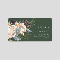 White Floral | Dark Green Wedding RSVP Address Label