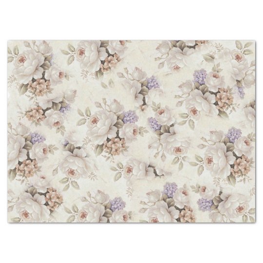 White Floral Decoupage Tissue Paper