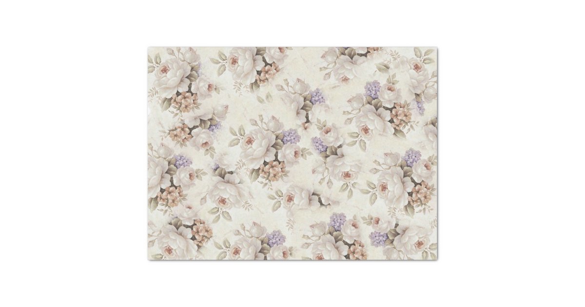 White Floral Decoupage Tissue Paper Zazzle