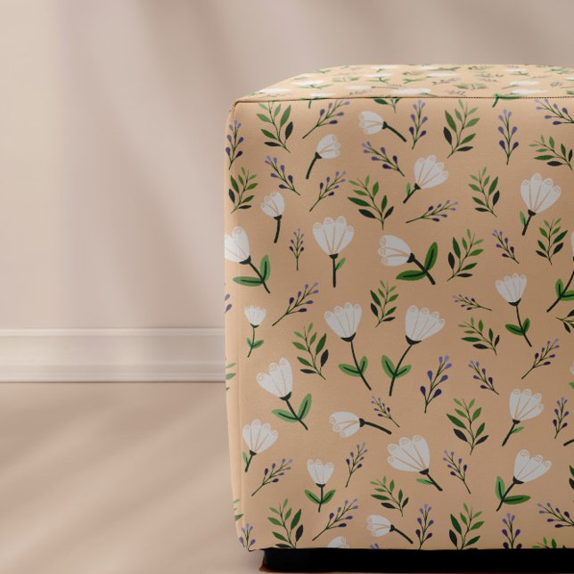 White Floral Design Pouf (Creator Uploaded)