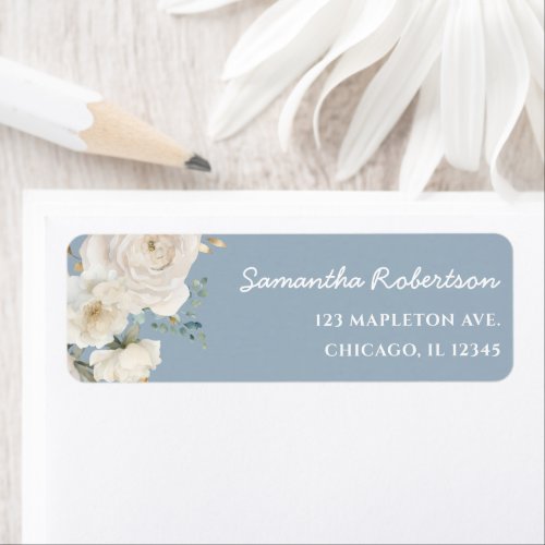 White floral dusty blue elegant bridal baby shower