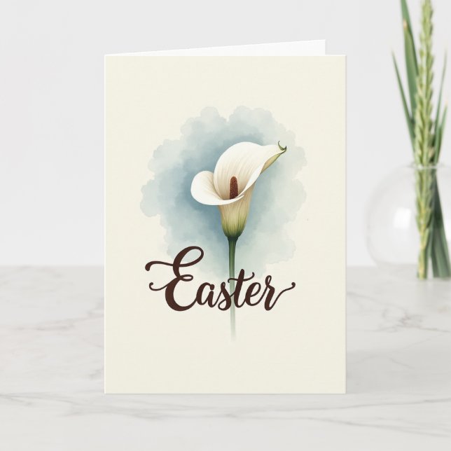 White Floral Easter Scene Card (Front)