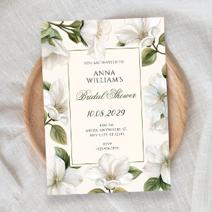 White Floral elegant bridal shower Invitation