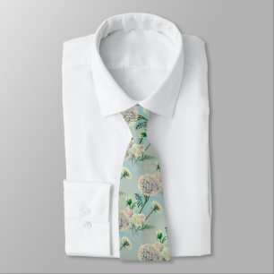 White Floral Elegant Father's Day Neck Tie