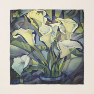 White Floral Elegant Square Scarf