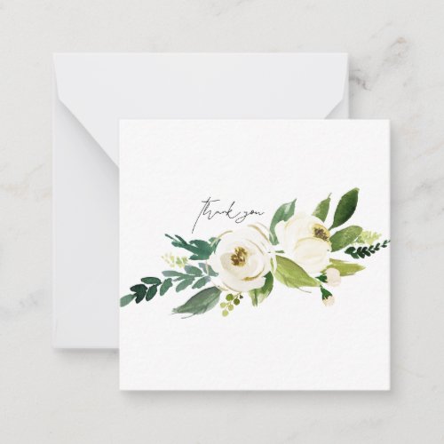 White Floral Elegant Wedding Blank Thank You Note Card