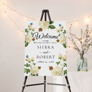 White Floral Elegant Wedding Welcome Sign