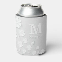 White floral embossed name initials personalized