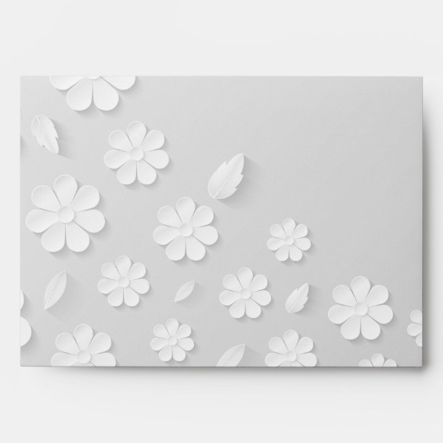 White floral embossed name initials personalized envelope (Front)