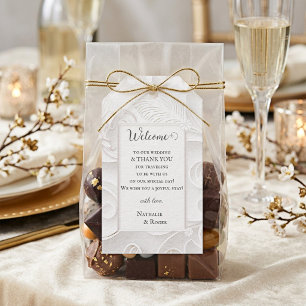White Floral Embossed Wedding Welcome Thank You Gift Tags