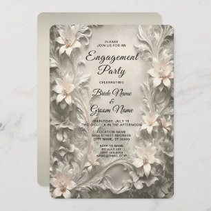 White Floral Engagement Invitation