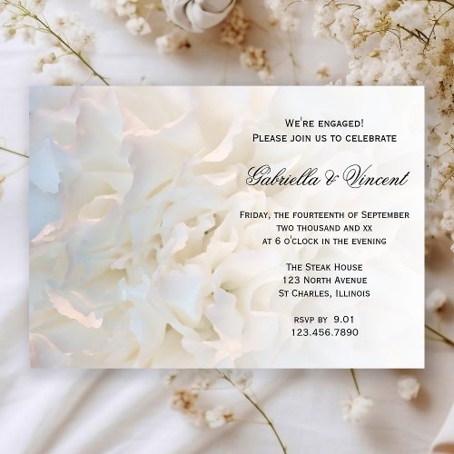 White Floral Engagement Party Invitation