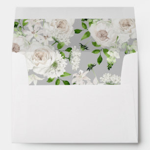 White Floral Envelope 2 - Gray