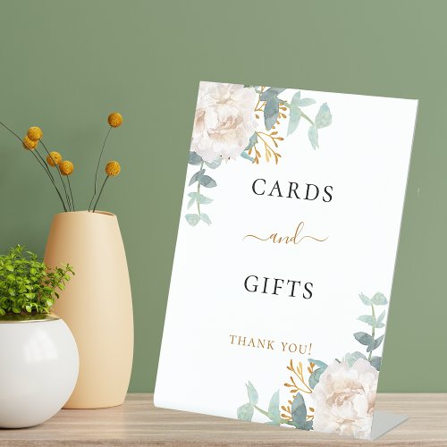 White floral eucalyptus cards gifts sign