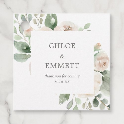 White Floral Eucalyptus Thank You Wedding Favor Tags