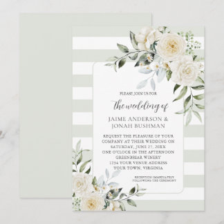 White Floral Eucalyptus Wedding Invitation