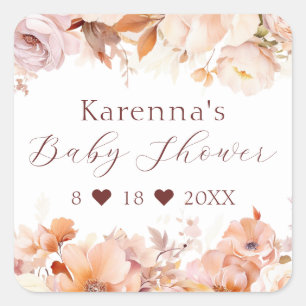 White Floral Fall Baby Shower Envelope Seal