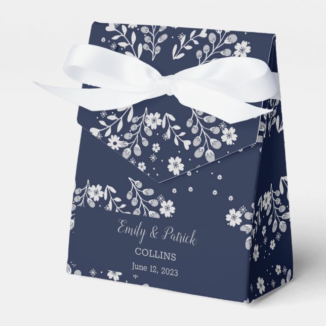 White Floral Favor Box (Front Side)