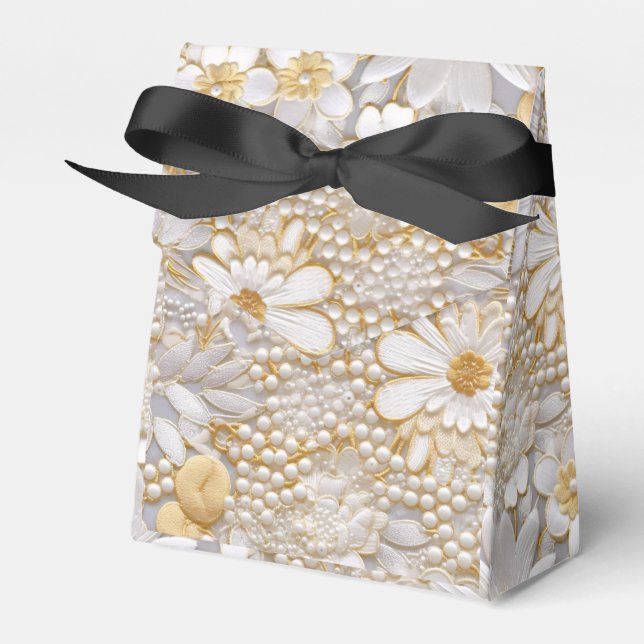 White Floral Favor Boxes (Front Side)