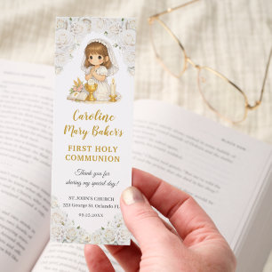 White Floral First Holy Communion Sweet Girl Bookmarks
